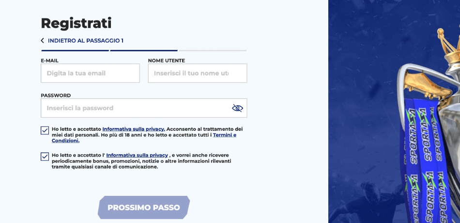 Registrazione a Sportaza